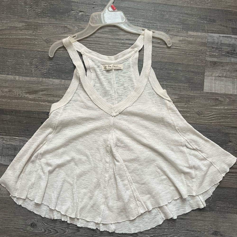 Free People Cream Flowy Tank Top